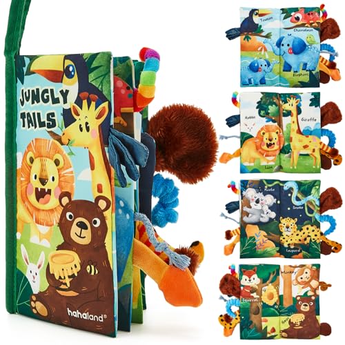 hahaland Baby Books 0-6 Months,Infant Tummy Time Toy Sensory Toys 6 to 12 Months Touch Feel Book Travel Toy Gifts for Boy Girl 0-3 Month Baby Shower Birthday Easter Basket Stuffers (Single)