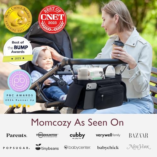 Momcozy Universal Stroller Organizer with Insulated Cup Holder Detachable Phone Bag & Shoulder Strap, Fits for Stroller Like Uppababy, Baby Jogger, Britax, BOB, Umbrella and Pet Stroller