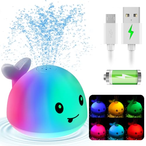 Gigilli Baby Bath Toys, Light up Bath Toys for Kids Ages 1-3, Pool Water Toys 1 Year Old Boys Girls Gifts, 6-12-18 Months Baby Whale Bath Toy Sprinkler, Toddler Fountain Bathtub Water Table Toy
