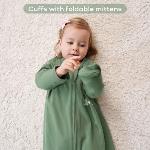 Yoofoss Baby Sleep Sack 6-12 Months Long Sleeve Wearable Blanket Baby 100% Cotton 2-Way Zipper 0.5 Tog Infants Sleeping Sack, Lightweight(Medium)