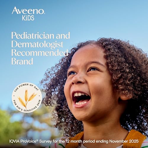 Aveeno Kids Sensitive Skin Face & Body Wash, Nourishing Oat Extract, Wash Away Dirt and Germs Without Drying, Kids Body Wash is Tear-Free, Hypoallergenic, Sulfate- & Dye-Free, 18 Fl Oz