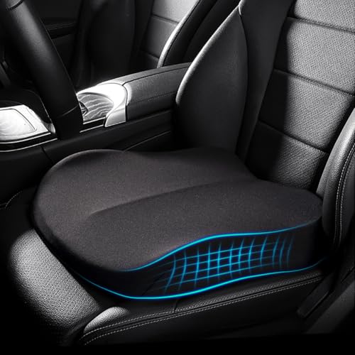 Putniu Adult Booster Car Seat Cushion, Wedge Memory Foam Pad for Driving Seat, Effectively Increase Height By 3.94 inch, Car Travel Accessories for Long Trips, (Black)