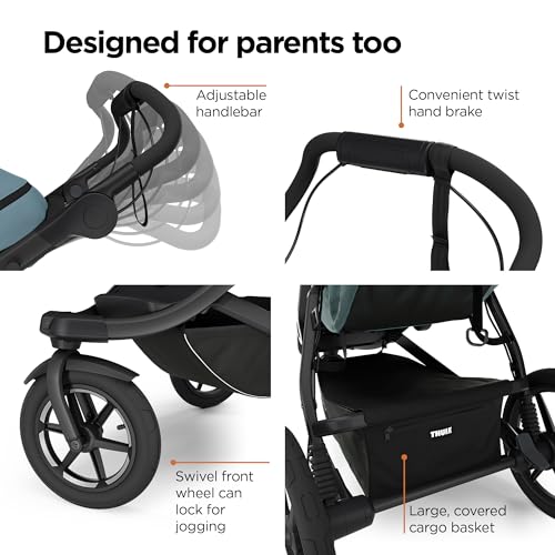 Thule Urban Glide 3 Single Child All-Terrain Stroller, Full-Suspension System, Air-Filled Tires, Upright seat with Adjustable Recline and Built-in legrest