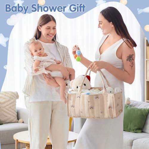 Geetery Diaper Caddy Organizer for Newborn & Nursery- Large, Sturdy Storage Basket for Diapers, Wipes & Baby Diapers Essentials