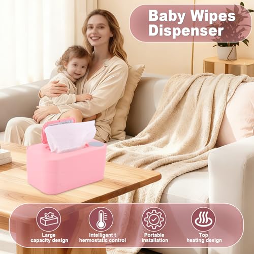 Wipe Warmer, Baby Wipes Dispenser, Large Capacity Baby Wipe Warmer, Wet Wipes Dispenser for Diapers, Wet Wipe Warmer for Home, Car & Travel, USB Rechargeable