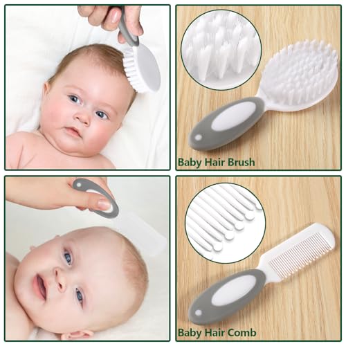 Baby Healthcare and Grooming Kit for Newborn Kids, 24PCS Upgraded Safety Baby Care Kit, Newborn Nursery Health Care Set, Baby Care Product (Grey White)