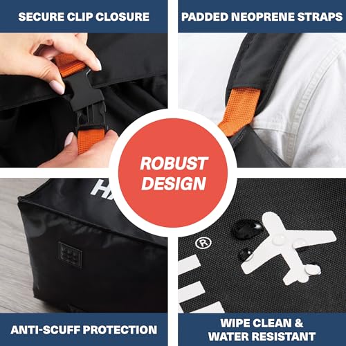 Bramble - Car Seat Travel Bag for Airplane Gate Check - Water Resistant Ballistic Nylon Car Seat Bag with Padded Neoprene Straps, Carry Pouch & ID Window - 31.5 x 18 x 18 Inches (Black)