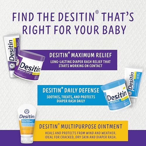 Desitin Maximum Strength Paste, 40% Zinc Oxide Paste, Diaper Rash Healing Ointment for Immediate Relief, Dermatologist Pediatrician Tested, Helps Heal Diaper Rash, Protects Up to 12 Hours, 4.8 Oz Tube