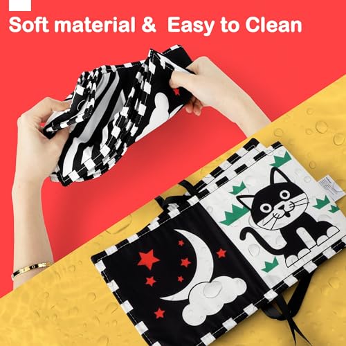 URMYWO Black and White Baby Toy, Tummy Time High Contrast Newborn Toys 0-3 Months, Soft Baby Book, Visual Stimulation Montessori Sensory Infant Toys 0-6-12 Months, Boy Girl Shower Gift