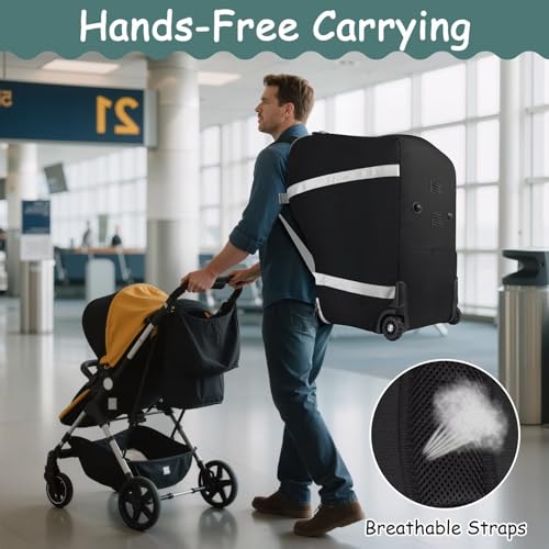 SCTEL Infant Car Seat Travel Bag Backpack for Airplane, Fits Doona Car Seat Stroller and Base, Padded Carseat Cover for Air Travel, Nuna Pipa Car Seat Travel Bag with Wheels