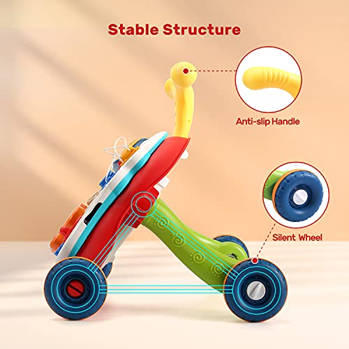CUTE STONE Sit to Stand Learning Walker, 2 in 1 Baby Push Walker, Early Educational Child Activity Center, Multifunctional Removable Play Panel, Baby Music Learning Toy Gift for Infant Boys Girls