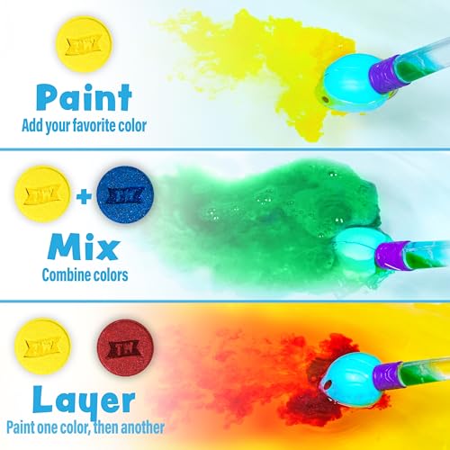 Tub Works® Bath Color Brush™ Kids Bath Bomb Set | Nontoxic & Fragrance-Free | Use Brush to Paint Water with Vibrant, Fizzing Colors | Fun BathBombs for Kids Bath | Creative Bathtub Toys for Toddlers