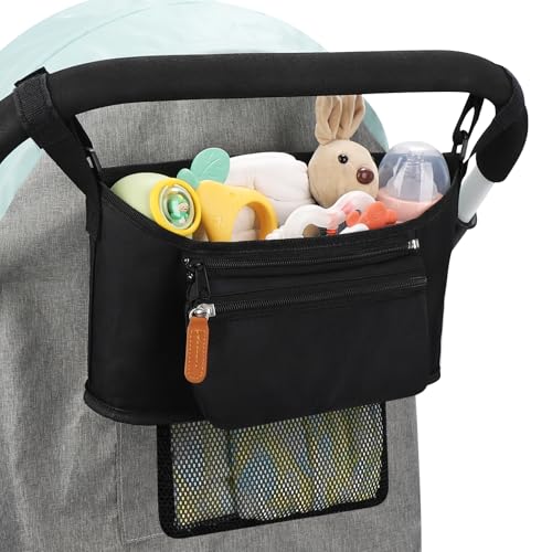 Accmor Universal Stroller Organizer with Detachable Phone Bag and Diaper Pocket, Stroller Bag Caddy Organizer Stroller Accessories for Uppababy, Baby Jogger, Nuna, Doona, Britax Strollers