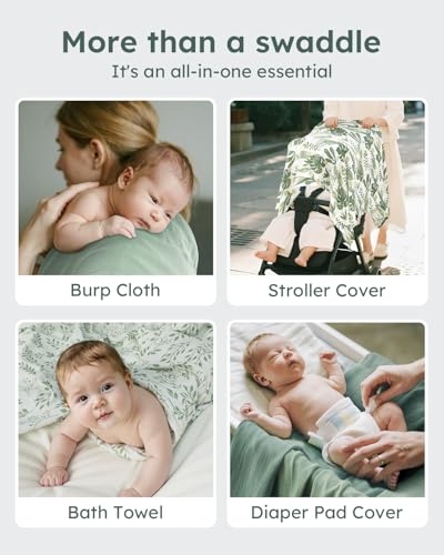 Yoofoss Muslin Swaddle Blankets, Organic Baby Blankets, 47 x 47 Inches Receiving Blanket for Baby Boys and Girls, Baby Essentials for Newborns Soft Breathable