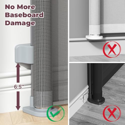 Cideny Retractable Baby Gate for Stairs & Doorways, Mesh Dog Gate Indoor Outdoor, Extends to 55" Wide 34" Tall Child Gate for Hallways, Deck, Porch, Pet Toddler Safety Essentials, Easy Install, Grey