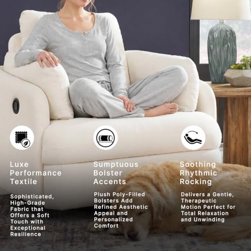 Signature Design by Ashley Modmax Swivel Glider Nursery Recliner, Stain-Resistant Next-Gen Nuvella Performance Fabric Rocking Chair for Living Room, Oyster Beige, 42" W