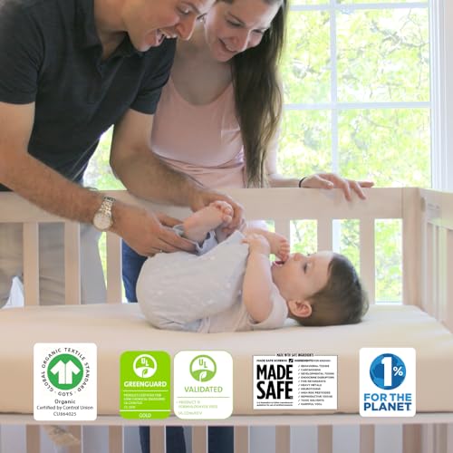 Naturepedic Organic Crib Mattress - 2-Stage Lightweight Infant & Toddler Mattress with Protector Pad - Waterproof, Breathable & Non-Toxic for Baby and Toddler Bed