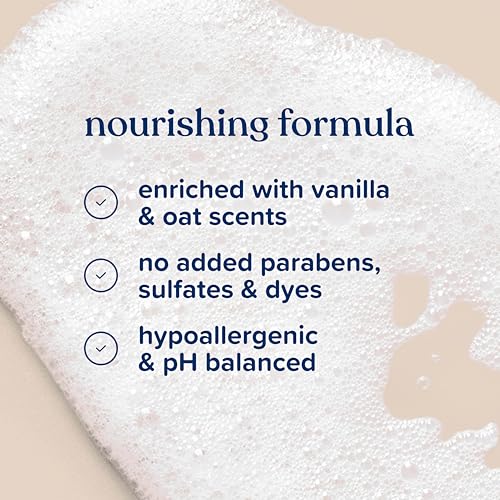 Johnson's Skin Nourishing Moisture Baby Wash, Vanilla & Oat Scents, Tear-Free, Hypoallergenic Baby Body Wash Cleanses, Protects from Dryness, & Leaves Skin Feeling Hydrated, 20.3 fl. oz