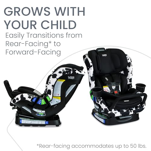 Britax Poplar S Convertible Car Seat, 2-in-1 Car Seat Extended Rear Facing, 17” Slim Car Seat Design with Fast & Easy ClickTight Installation, Anti-Rebound Bar & SafeWash Fabrics — Cowmooflage