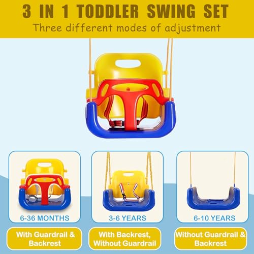 2 in 1 Toddler Swing ＆ Jumper with Frame, Outdoor, Indoor, Baby Swing with Safety Belt for Indoor and Outdoor Use, Foldable Metal Stand & Clear Instructions, Easy to Assemble