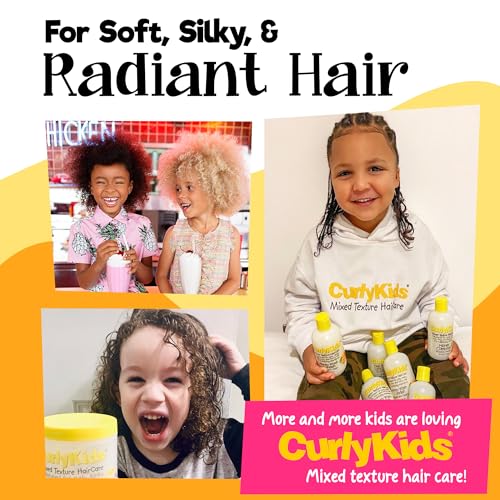 CurlyKids Textured Hair Care Set for Kids, Spray, Shampoo & Creme, 4 Pack