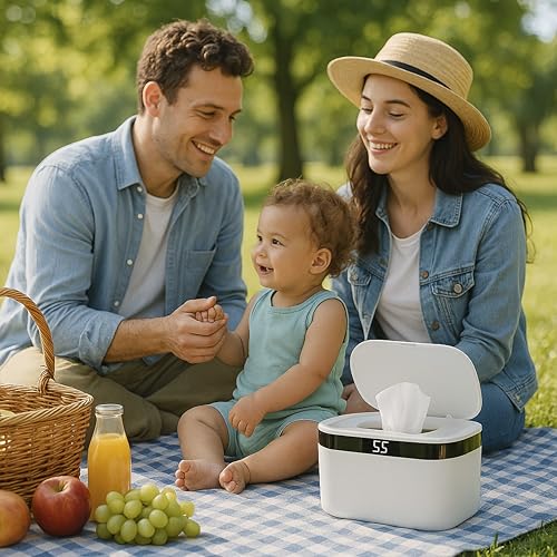 Weegeeks Portable Baby Wipe Warmer - USB-Powered, (40°C/104°F to 60°C/140°F) Adjustable Heating, Ultra-Quiet & 0.4kg Lightweight for Travel