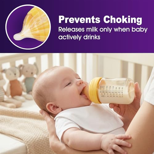 PPSU Baby Bottles for Newborns, Anti-Colic Wide Neck Breastfeeding Bottle with Angled Silicone Nipple, Natural Latch, BPA-Free, Heat Resistant, 5oz & 8oz, 0-6 Months, 3 Nipples