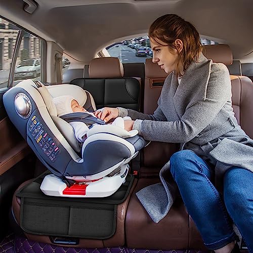 Meolsaek Car Seat Protector for Child Car Seat, Durable 600D Fabric Waterproof Car Seat Cover with Thick Pad Non-Slip Backing，No Imprints (Black 1pc)
