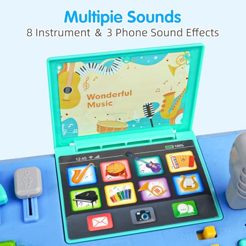 Baby DJ Activity Table for Toddlers 1-3, Baby Musical Piano Toys for 1 Year Old Boy with Music & Light Toddler Learning Educational Infant Toy 6-9-12-18 Months for 1st One Boy Girl First Birthday Gift