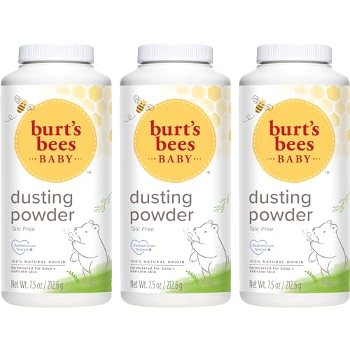 Burt's Bees Baby Dusting Powder, 100% Natural Origin, Talc-Free, Pediatrician Tested, 7.5 Ounces, Pack of 3, Pack May Vary