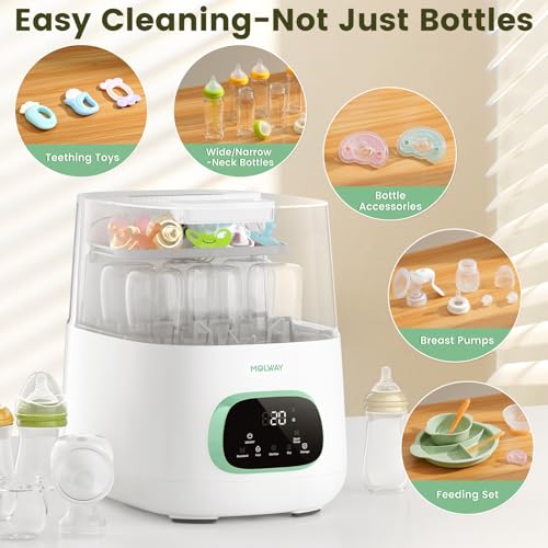 MOLWAY Upgraded Baby Bottle Washer and Sterilizer, All-in-One Cleaning Machine for Bottles & Parts, Gift for New Moms