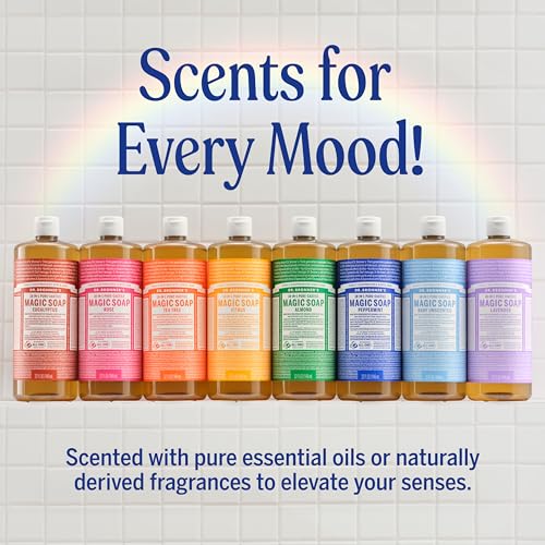 Dr. Bronner's Pure-Castile Magic Soap Liquid (Baby Unscented, 32 Ounce) – Made with Regenerative Organic Certified Oils – For Sensitive Skin, Babies, Face, Hair, Laundry, Dishes, Hand Soap & Body Wash