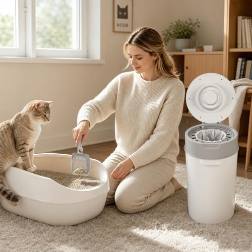 13L Odor Lock Diaper Pail, Baby Diaper Bin with Double Odor Lock & 177 in Refill Bag Roll & Sealed Lid, Compact Nursery Trash Can Portable Diaper Disposal Pail for Baby Room Home Travel (Grey)
