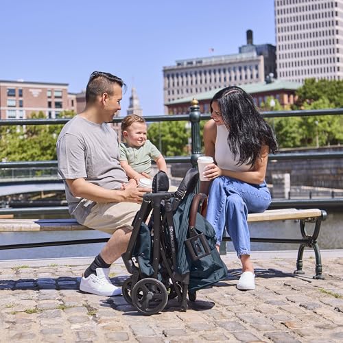 Ingenuity 3Dquickclose CS+ Compact Fold Stroller – Lightweight Stroller with Oversized Canopy, Extra-Large Storage and Compact Fold, Deep Ocean