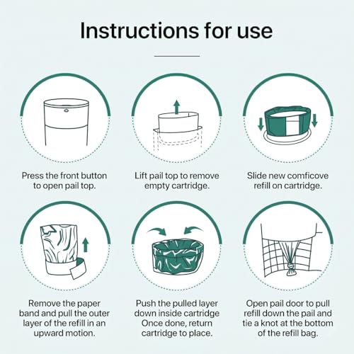6 Pack Diaper Pails Refills for De-k-or Mini, 30% Extra Thick Heavy Duty Leak-Proof Liners, Multi-Layer Odor Defense Film, Holds 1980 Diapers, Fresh Scented Baby Changing Essentials