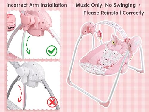 Portable Baby Swing for Infants, Compact & Foldable Infant Swing with 5-Speed Swing,Music, Timer, Cushioned Seat, Battery Operated, 0-9 Months 6-20 lbs,SG2402