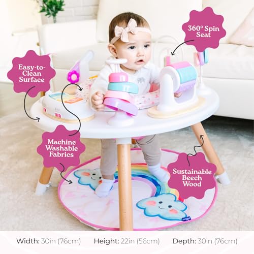 Little Acorn, 4-in-1 Baby Activity Center | Montessori-Inspired Design | 8 Interactive Toys | Tummy Time, Exersaucer & Toddler Table | Shower Gift | Essential (Rainbow)