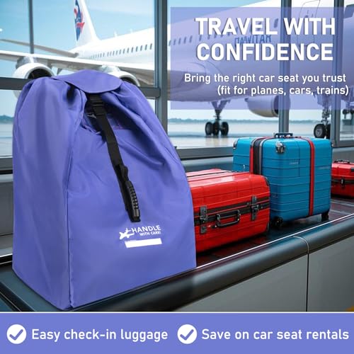 LASUK Car Seat Travel Bag for Airplane - Fits Infant Car Seats, Convertible Car Seats, Booster Seats, Car Seat Bases - for Worry-Saving, Effortless and Safe Travel