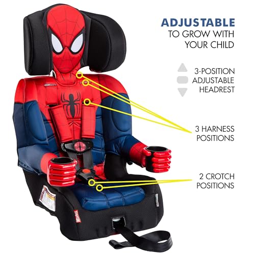 KidsEmbrace 2-in-1 Car Seat | Forward-Facing Harness (26.5–65 lbs) & Booster Mode (40–100 lbs) | Latch | Premium Fit with Multi-Position Headrest, Harness & Recline - Marvel Spider-Man