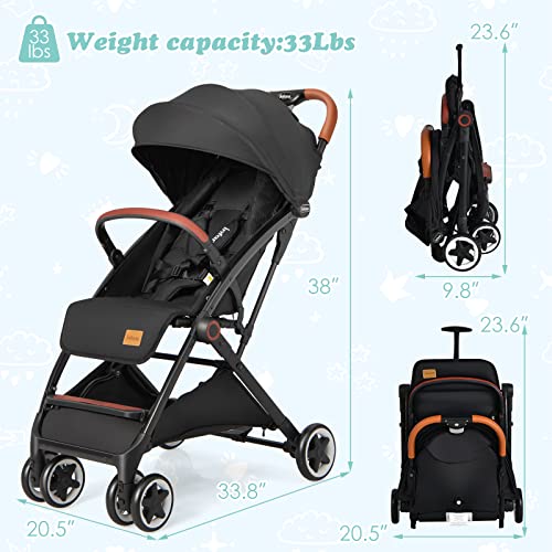 INFANS Lightweight Baby Stroller, Compact Infant with One-Hand Fold, Travel Stroller for Airplane with Cup Holder, Canopy 5-Point Harness Foot Cover for 6-36 Month
