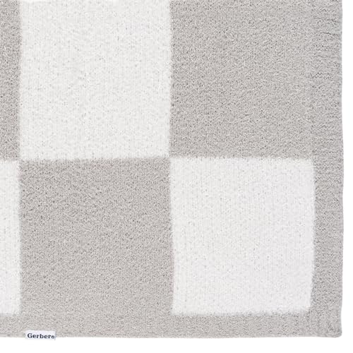Gerber Unisex Baby Cozy Soft Silky Mink Checkerboard Grid Blanket, Tan Check, One Size