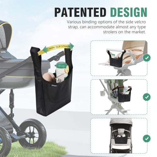 Vehequny Stroller Caddy, Universal Stroller Organizer,600oz Large Storage Stroller Organizer Bag Fits for Uppababy, Baby Jogger, Britax, BOB, Cruz, Minu, G-Series ,Most Strollers