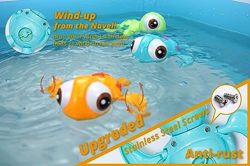 DUCKBOXX XX Wind-up Swimming Sea Turtles Bath Toy, No Battery Mold-Free Anti-Rust Interactive Montessori Toy for Kids 18M+ (3pcs)