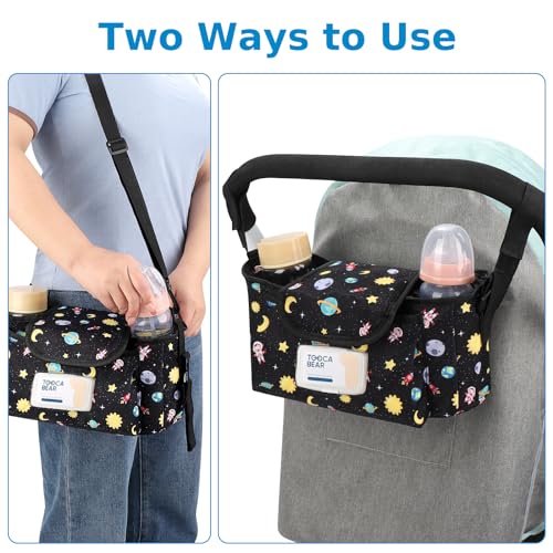 Accmor Universal Stroller Organizer with Insulated Cup Holder and Shoulder Strap, Stroller Bag Caddy Organizer Stroller Accessories for Uppababy, Baby Jogger, Nuna, Doona, Britax Strollers