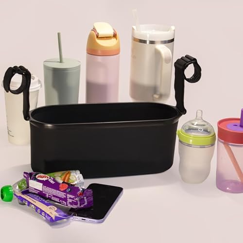Universal Silicone Stroller Organizer with Cup Holders | Waterproof, Easy-Clean, BPA-Free Caddy with Organized Interior | Anti-Slip Straps fit Uppababy, Nuna, Doona & Most Strollers | roo go