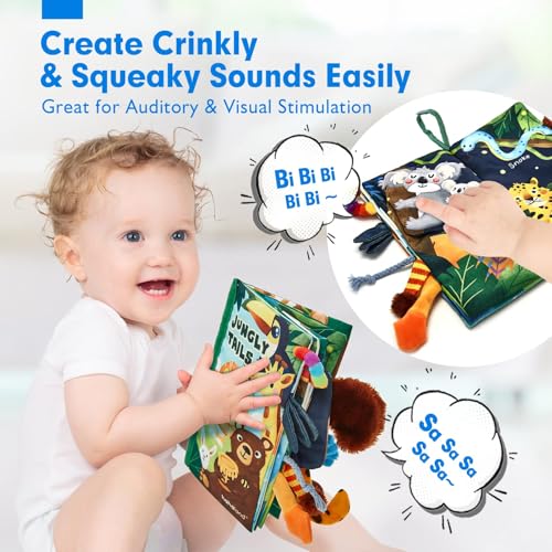 hahaland Baby Books 0-6 Months,Infant Tummy Time Toy Sensory Toys 6 to 12 Months Touch Feel Book Travel Toy Gifts for Boy Girl 0-3 Month Baby Shower Birthday Easter Basket Stuffers (Single)