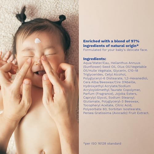 Mustela Hydra Bebe Face Cream – Daily Facial Moisturizer for Baby's Delicate Skin - Made with Natural Avocado Perseose, Jojoba Oil, and Shea Butter - 1.35 fl. oz.