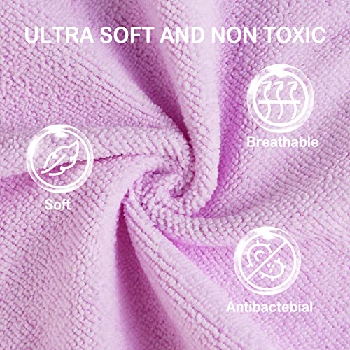 softan Baby Washcloths, 24Pack Baby Wash Cloths Extra Soft & Ultra Absorbent, Baby Towels and Washcloths Face Towel Unisex for Boys Girls Body, Washclothes Gentle on Sensitive Skin, 9x9 Pink Whale