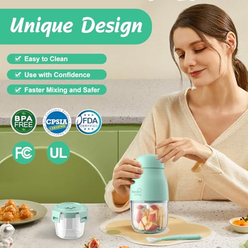 Wonder Living Baby Food Maker with Glass Cups & Freezer Tray, Compact Baby Processor for Smoothies, Hands-Free One-Touch, 230W Motor