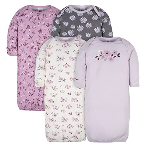 GerberBaby Girls4-Pack Sleeper GownLavender0-6 Months